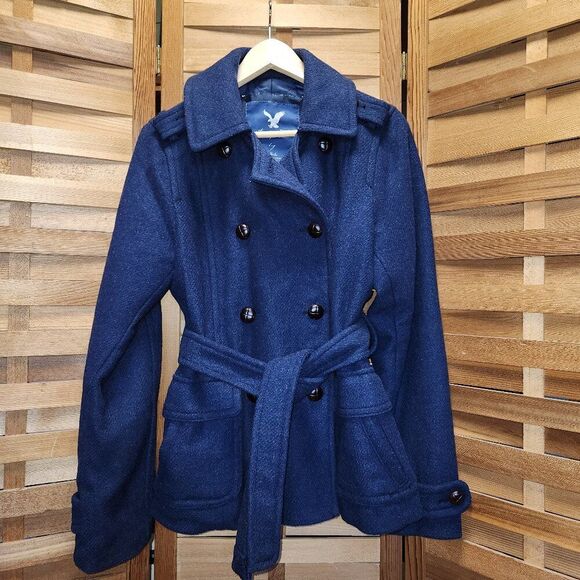 American Eagle Outfitters Wool Blend Winter Navy Peacoat Women's Size L - Picture 1 of 15